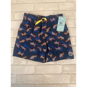 Laguna Swim Boys Navy Blue Shark Print Swim Trunks UPF 50+ Size S 8 LBS5288